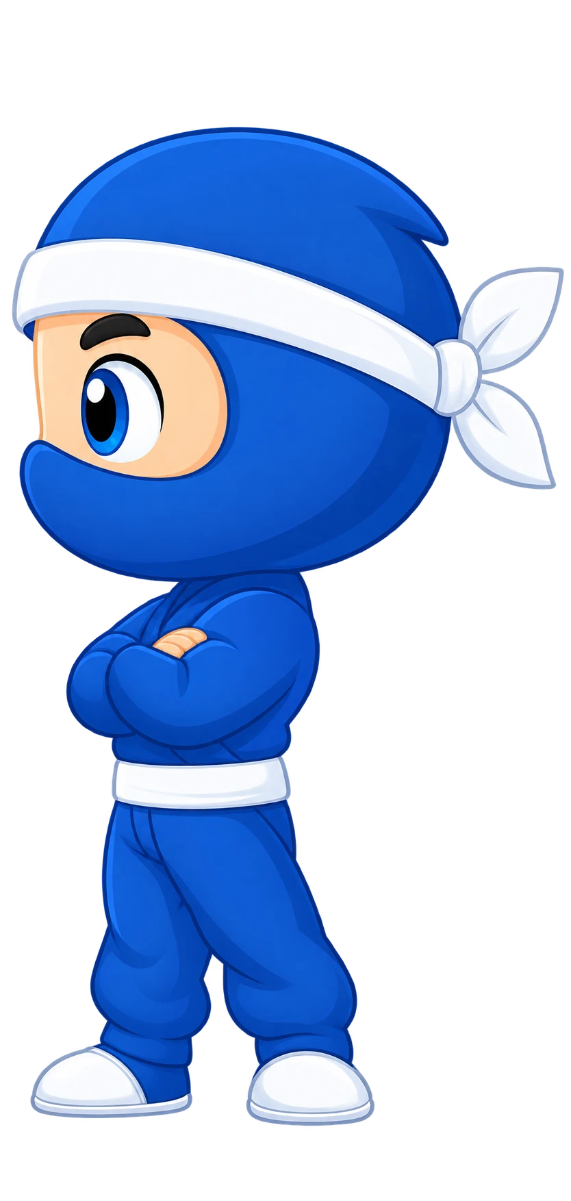 Ninja bras croisés, en profil